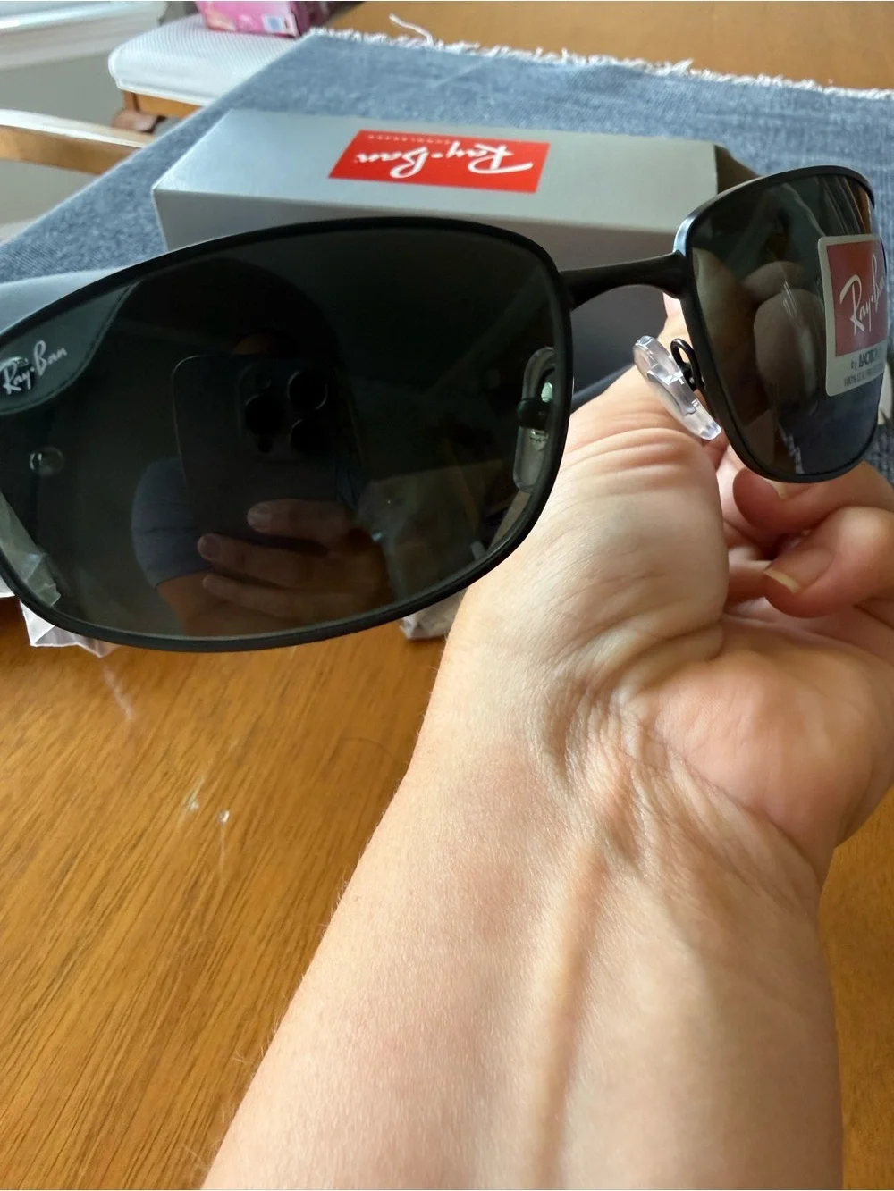 Ray-Ban Matte Black Sunglasses with Crystal Green Lenses RB3254